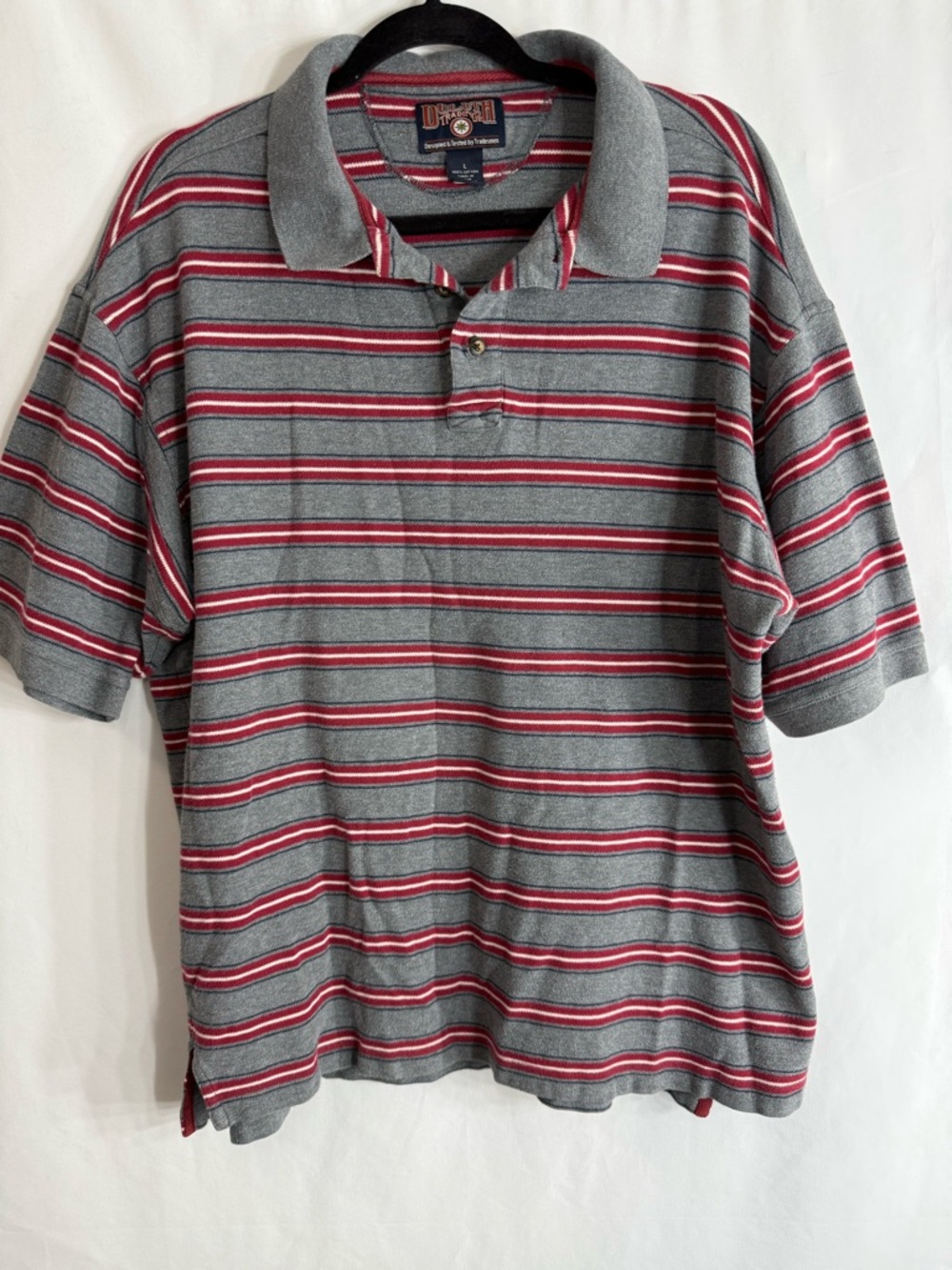 Duluth Trading Shirt Vintage Striped Polo Rugby Short Sleeve Baggy Oversized, L